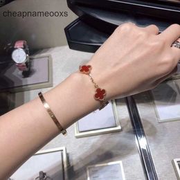 Original 1to1 Van C-A four-leaf clover Lucky bracelet plated with 18k rose gold five-flower female gift fashionQ7VHNI81