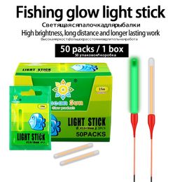 50 Packs/Box Fishing Glow Light Stick Long Lasting Green Glow Stick High Quality Fluorescent Fishing Float Stick Fishing Tools 240122