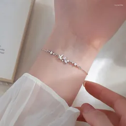 Charm Bracelets INS Crystal Zircon Butterfly For Women Silver Colour Adjustable Bracelet Party Jewellery Gift Pulseras Mujer 2024