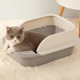 Boxes Semienclosed Sandbox Cat Toilet Plastic Hollow Splashproof Rabbit Kitten Potty Goods For Cats House Supplies With Cat Scraper