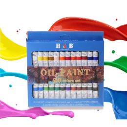 Supplies 24 Colours Professional Oil Painting Paint Drawing Pigment 12ml Tubes Set Artist Art Supplies for Beginner