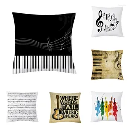 Pillow Musical Notes Cover Retro Case Decorative Pillowcase Music Piano