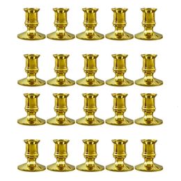 20X Gold Pillar Candle Base Taper Holder Candlestick Christmas Party Decor 240125