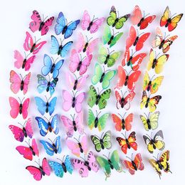 500pcs/bag PVC 6cm simulation butterfly creative colorful decoration refrigerator wall 3D sticker with magnetic/sticker/pin butterfly P246