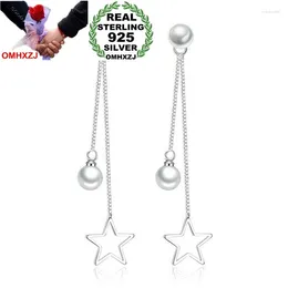 Stud Earrings OMHXZJ Wholesale Jewelry Sweet Fashion Joker For Woman Gift Pentagram Pearl 925 Sterling Silver Long Tassel YS270