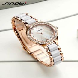 SINOBI Fashion Women's Bracelet Watches For Elegant Ladies Watches Rose Gold Wristwatch Diamond Female Clock Relojes Mujer ni270G