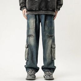 Men's Jeans European And American Style Street Multi Pocket Work Clothes Autumn Winter Straight Tube Loose Pants