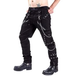 QNPQYX New Street Hip Hop Men's Pants Personalised Casual Pants Goth Pants Punk Rock Bondage trousers men
