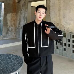 Men's Jackets SYUHGFA Clothing 2024 Spring Round Collar Short Style Loose Coat Korean Streetwear Contract Color For Male