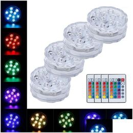 Pool & Accessories Remote Controlled Rgb Led Lamp Waterproof Pool Lights Ip68 Submersible Light Toy Underwater Swim Garden Party Decor Dh8N0