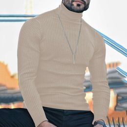 Men's Spring And Autumn Fashion New High Collar Black Knitwear Long Sleeved Sweater Bottom Shirt For Men