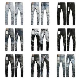 Luxury Fashion Designer Casual Mens Purple Spring and Autumn New Men Women Torn Motorcycle Classic Street Hip Hop Patchwork Jeans