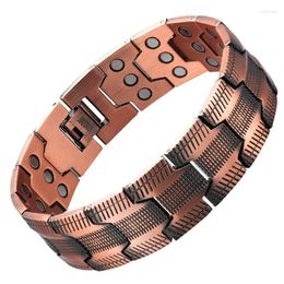 Charm Bracelets 2024 Twill Trend Bracelet 3X Red Copper Men's 3 Rows Of Magnets 21 Wide Pure