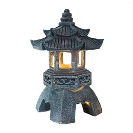 Garden Decorations Outdoor Solar Lights Decorative Scene Yard Lamp Pagoda Resin Lantern Adornment