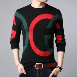 Fashion Korean Style Sweater Arrival Autumn Winter Slim Male Knitted Pullover Sweater Teenage Boy Men's Sweater With Letters 240125