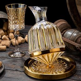 360 Rotating Wine Decanter Tumbler 1500ml Dispenser Crystal Glass Bottle Aerator Mirror Jug Gift Bar Decoration 240119