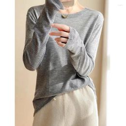 Women's Sweaters Simple Solid Colour Wool Bottoming Shirt Classic All Match Long Sleeve O Collar Slim Basic Soft Pullover Fashion 24