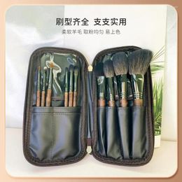 Makeup Brushes 10 Animal Hair Brush Set Portable Professional Complete Of Wool Beginner Tools