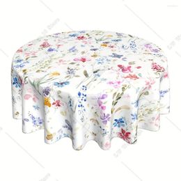 Table Cloth Printed Round Tablecloth Spring Floral Pattern Home Dining Room For Wedding Party Decoration 60 Inch