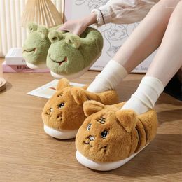 Slippers Women Winter Cartoon Ainimal Cotton Female Furry Indoor Outdoor Slides Cute Fluffy Home Girls Warm Plush Shoes