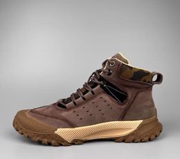 Avvio da uomo caviglia vera pelle vera pelle autunno inverno alpinismo all'aperto scarpe di cotone high top