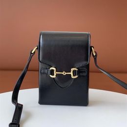 Classic smooth real leather bags Mobile phone package mini women Box handbags purse horse bit buckle single shoulder crossbody bag291h