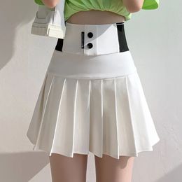 Pleated Skirt Female Korean Version Fashion Elastic High Waist All-match Tennis Golf School Sweet and Chic Mini Skirt Traf 240119