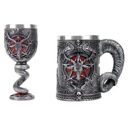 Baphomet Pentagram Horn Goblet Wine Glass Gothic Wicca Pagan Mystical Tankard Coffee Beer Mugs 600ml 200ml Mystic Fan Gift 240127