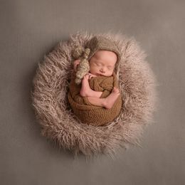 Don Judy born Pography Props Soft Baby Faux Fur Long Pile Blanket Background Kid Layer Cute Infant Po Shoot Accessories 240122