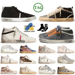 Platform Gold Studs Pink Zebra Designer Casual Shoes Flat Ball Suede Leather Mid Star Italy Brand Silver Vintage Glitter Handmade Trainers Womens Mens Sneakers