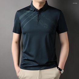 Men's Polos Brand T-shirt Summer Mulberry Silk Short-sleeve Clothing For Men Casual Lapel High-end Polo-Shirt Top S6026