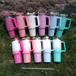 40oz Stainless Steel Tumblers Mugs Car Cups Rainbow Color Rose