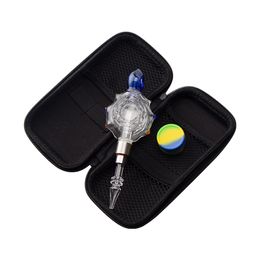 Dabpipes NC031 Glass Bong Smoking Pipes Bag Set 510 Titanium Ceramic Tip Quartz Banger Nail 45/90 Degree Dabber Tool Silicon Jar Turtle Style Dab Rig Bubbler Glass Pipe