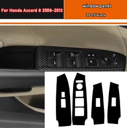 Car Styling Black Carbon Decal Car Window Lift Button Switch Panel Cover Trim Sticker 4 Pcs/Set For Honda Accord 8 2008-2013