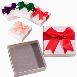 Jewellery Pouches Bow Shaped Box Gift Cardboard Ring Necklace Earrings Women's Packaging With Sponge Display Inside