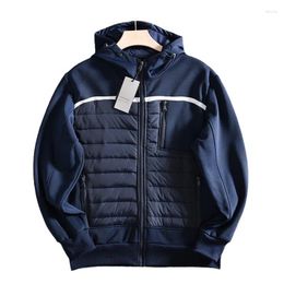 Hunting Jackets Germany Male Stand Collar Knitting Splicing Down Cardigan Y2K Casual Jacket Business Style Warm Coat