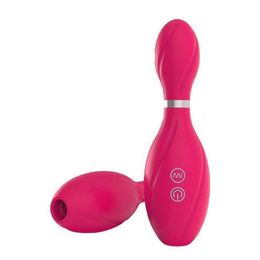 Bowling Sucking Device Clitoral Nipple Double-head Tongue Licking Vibrating Stick Women's Instrument Fun Sex Toys Products 231129