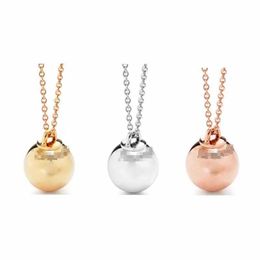 Designer Brand A niche Tiffays 925 sterling silver gold-plated round ball pendant necklace with a spherical fashionable style and family collarbone chain