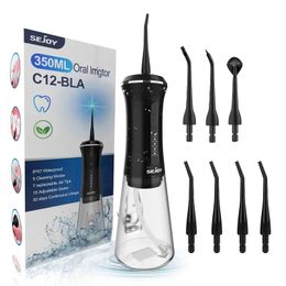 1 Set Electric Water Flossers For Teeth, Whitening Dental Oral Irrigator With 7 Jet Tips, 5 Cleaning Modes, 11.83oz Detachable Reservoir, Rechargeable Waterproof