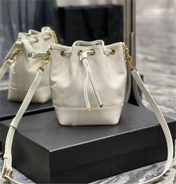 10A Mirror Quality Designer lamb skin bucket bags Quilted shoulder Y Cowhide drawstring handbag tote Crossbody bag gold metal chain Fashion