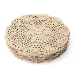 12Pcs Vintage Cotton Mat Round Hand Crocheted Lace Doilies Flower Coasters Lot Household Table Decorative Crafts Accessories T20053269