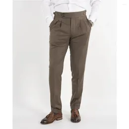 Men's Suits Fashion Pleated Trousers 1 Piece Regular Fit Custom Made Male Long Pant With Cuff Business Formal For Men