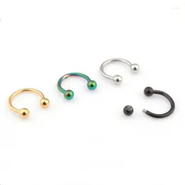 Hoop Earrings Fashion Punk BCR Universa Horse Shoe Earring Color Gold Black Titanium Steel Ball Ends Eyes Nose Ear Piercing Jewelry