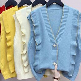 Women's Tanks Knit Vest Spring And Autumn Korean Version Loose Plus Size Sweater Cardigan Tank Top