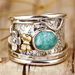 Cluster Rings Classic Personal Flowers Butterfly Green Colour Stone Ring For Women Wedding Engagement Fashion Jewellery Gift