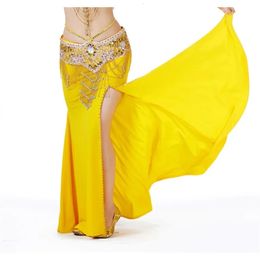 Adult Belly Dance Open Knit Full Skirt Women Split Side Long Fancy Belly Dance Professional Practice Dress Costume Outfit 240126