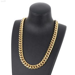 2021 High Polished Chunky Gold Cuban Necklace 12mm Long Linked Vinrtage Retro Hip Hop Custom Stainless Steel Jewellery Women Men