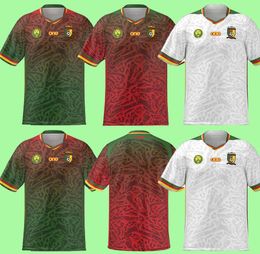 Cameroon Men's Soccer Jersey 2023 2024- ABOUBAKAR, MBEUMO, TOKO EKAMBI - White/Red/Green Short Sleeve Football Shirt