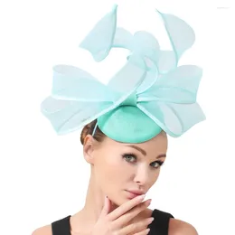 Headpieces 2024 Gorgeous Bride Wedding Fascinator Mesh White Hat Hair Band Women Nice Occasion Formal Millinery Caps Ladies Show Party