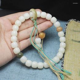 Strand Wholesale White Jade Bodhi Bucket Beads 10 12mm Handheld Car Hanging Bracelet